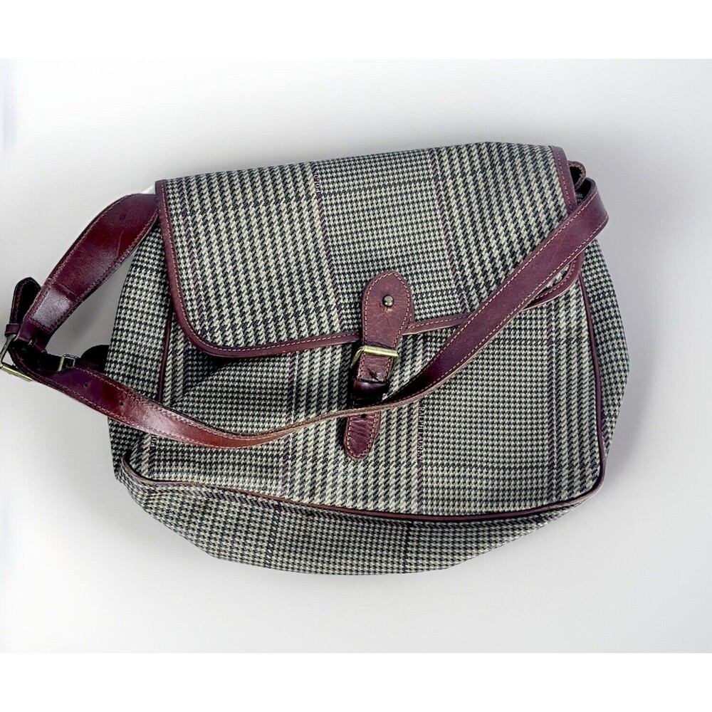 POLO RALPH LAUREN Authentic Brown Canvas and Leather Trim Crossbody